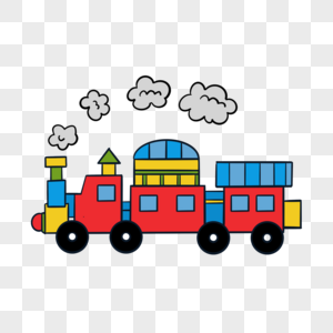 蒸汽火车在卡通插图中运行图片