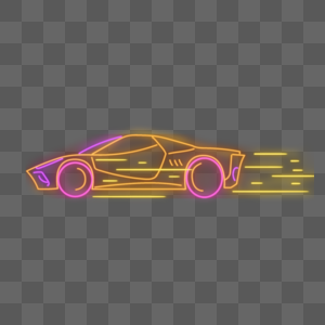 霓虹光效橘色汽车图片