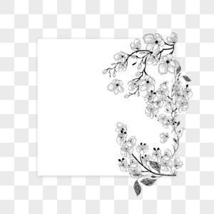 梦幻婚礼线稿花卉边框图片