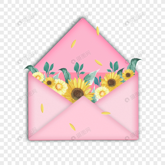 粉色母亲节向日葵信封图片