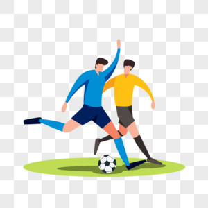 两个足球运动员踢球运动比赛插画图片