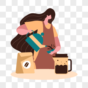 咖啡师咖啡制作人物概念插画图片