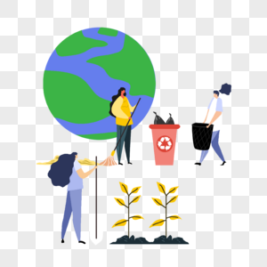 志愿者地球垃圾清理概念插画图片