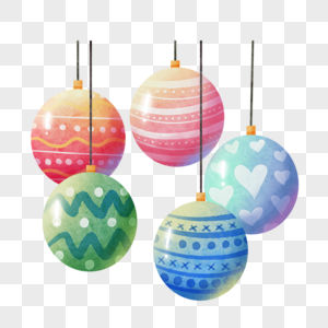 圣诞水彩装饰球组合图片