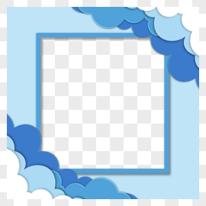蓝色云朵相册剪纸方框图片