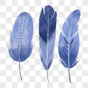 水彩蓝色单色波西米亚风格羽毛箭装饰图片