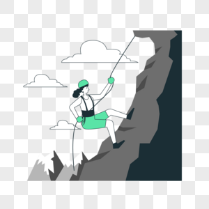 爬山运动概念插画户外攀岩运动的女孩图片