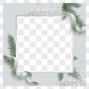 细密枝叶线条圣诞冬季植物边框图片