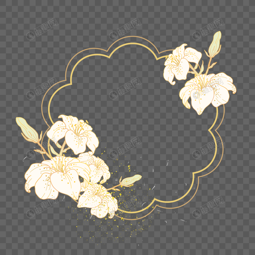 花型光效金线花卉婚礼边框图片