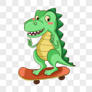 可爱卡通动物鳄鱼滑板运动图片