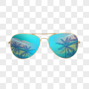 精致蓝色太阳镜和椰子树图片