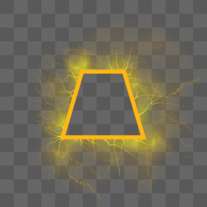 抽象的发光黄色闪电边框图片