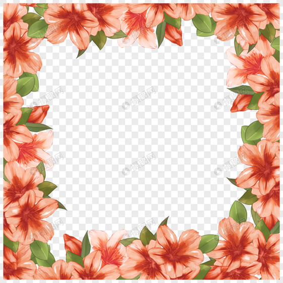 水彩杜鹃花卉边框图片