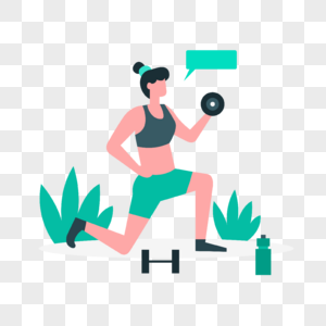 健身运动人物概念插画哑铃运动的女人图片