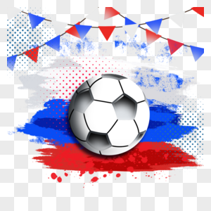 蓝红色水彩水墨世界杯足球图片