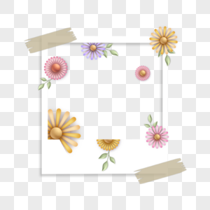 宝丽来剪纸花卉相框图片