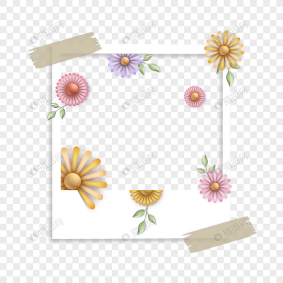 宝丽来剪纸花卉相框图片