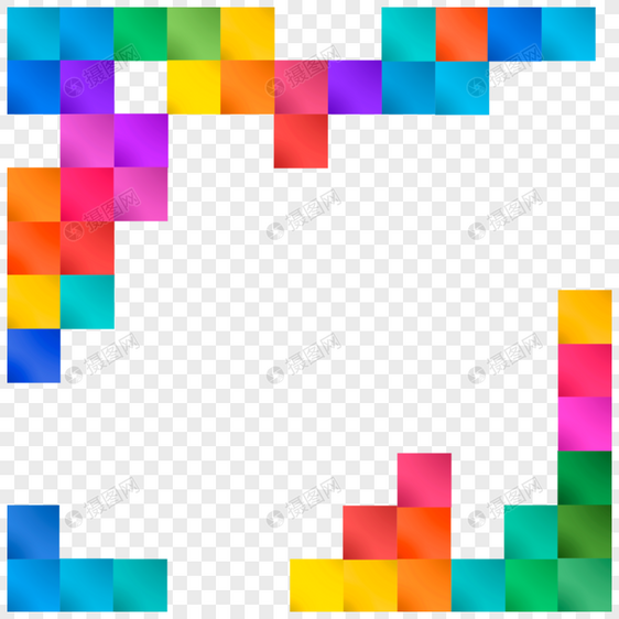 彩色几何抽象边框五颜六色方形图案图片