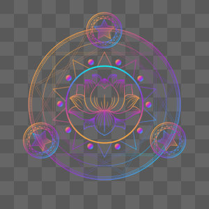 几何图形抽象光效彩色莲花高清图片