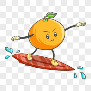 夏季可爱橘子冲浪水果图片