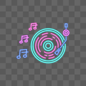 音乐节图标黑胶音乐播放霓虹灯广告牌图片