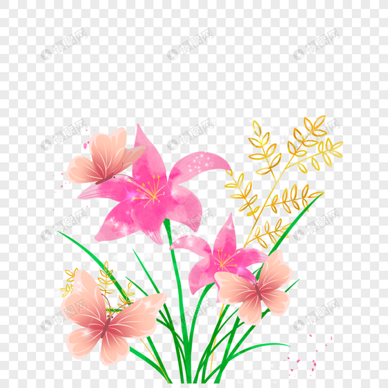 粉色蝴蝶花卉发光光效样式图片