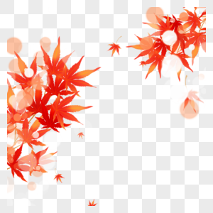 红色枫叶秋叶光效边框图片