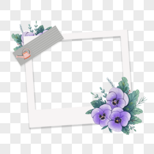 紫色漂亮花瓣手账花卉相框图片