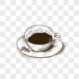 素描简约唯美咖啡下午茶饮料图片
