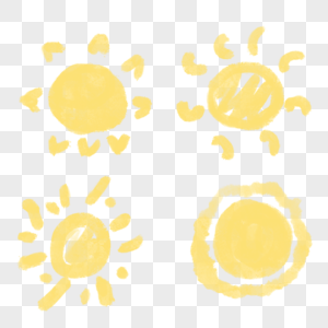 黄色涂鸦可爱太阳图片