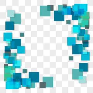 正方形蓝色叠加商务抽象几何边框图片