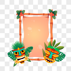 夏季夏威夷热带树叶竹子花朵边框图片