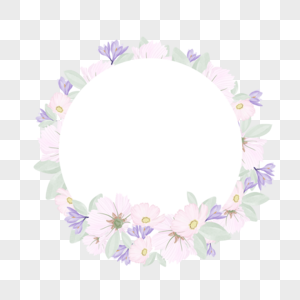 清新白紫色花朵花环花卉图片