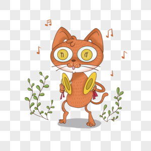 可爱的橘色小猫打镲动物音乐家图片