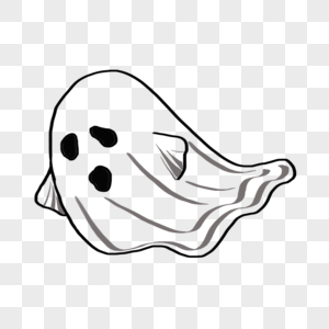 卡通幽灵创意黑白单色涂鸦图片素材
