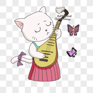 可爱音乐猫咪弹琵琶图片