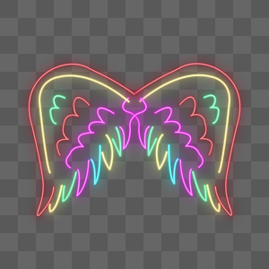 抽象多彩霓虹光效翅膀图片