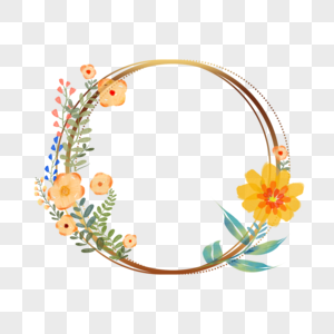 圆形水彩花卉边框图片