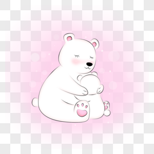 粉红气泡背景中拥抱的北极熊动物母亲节图片
