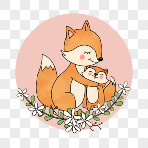 温暖狐狸拥抱画面动物母亲节图片