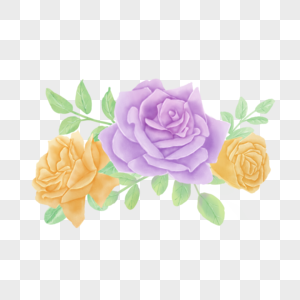 大朵紫色玫瑰水彩花卉图片