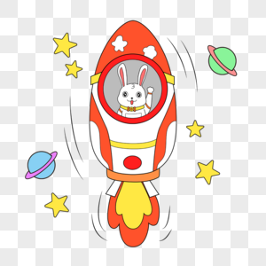 在宇宙飞船里的兔子动物宇航员图片
