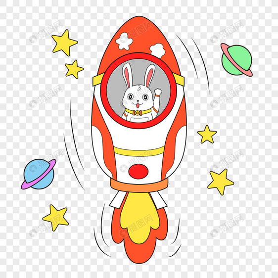 在宇宙飞船里的兔子动物宇航员图片