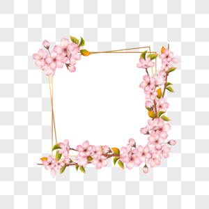 樱花绽放甜美枝叶方形边框图片