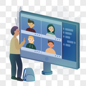 教育行业互联网在线教育插画图片