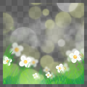 绿叶黄花春天光效花卉边框图片