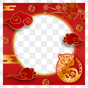 虎年新年春节红色圆形twibbon边框图片