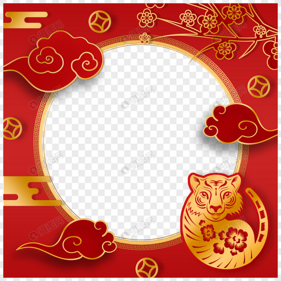 虎年新年春节红色圆形twibbon边框图片