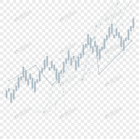 股票k线图上升趋势商业灰色蜡烛图图片