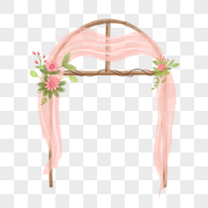婚礼拱门鲜花水彩弧形图片